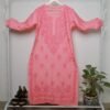 Light Pink Chanderi Lucknowi Long Kurta