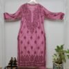 Purple Chanderi Lucknowi Long Kurta